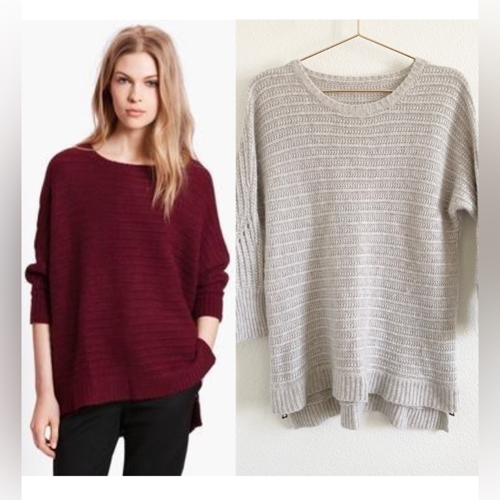 Zadig & Voltaire Athina Deluxe 100% Cashmere Dolman Sleeve Sweater Grey